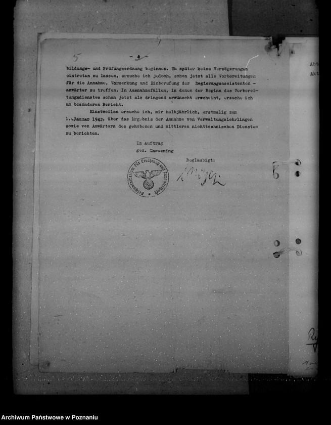 Obraz 9 z jednostki "Annahme, Ausbildung und Prüfung der Anwärter des gehobenen u. des mittleren nichttechnischen Dienstes der landeskulturverwaltung"