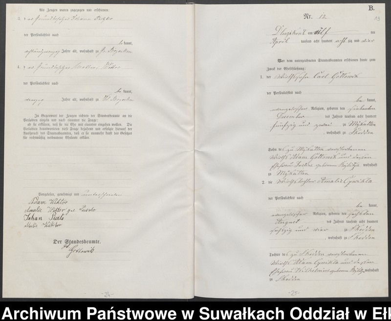 image.from.unit.number "Heiraths-Haupt-Register des Königlichen Preussischen Standes-Amtes Kumilsko Kreis Johannisburg"