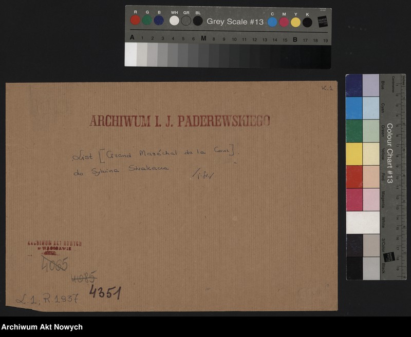 image.from.unit.number "Grand Maréchal de la Cour; Dotyczy audiencji I. Paderewskiego u króla Leopolda III; L.1"