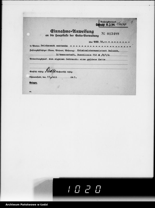 Obraz 5 z jednostki "9 Kassenbelege nr 3648-3899"