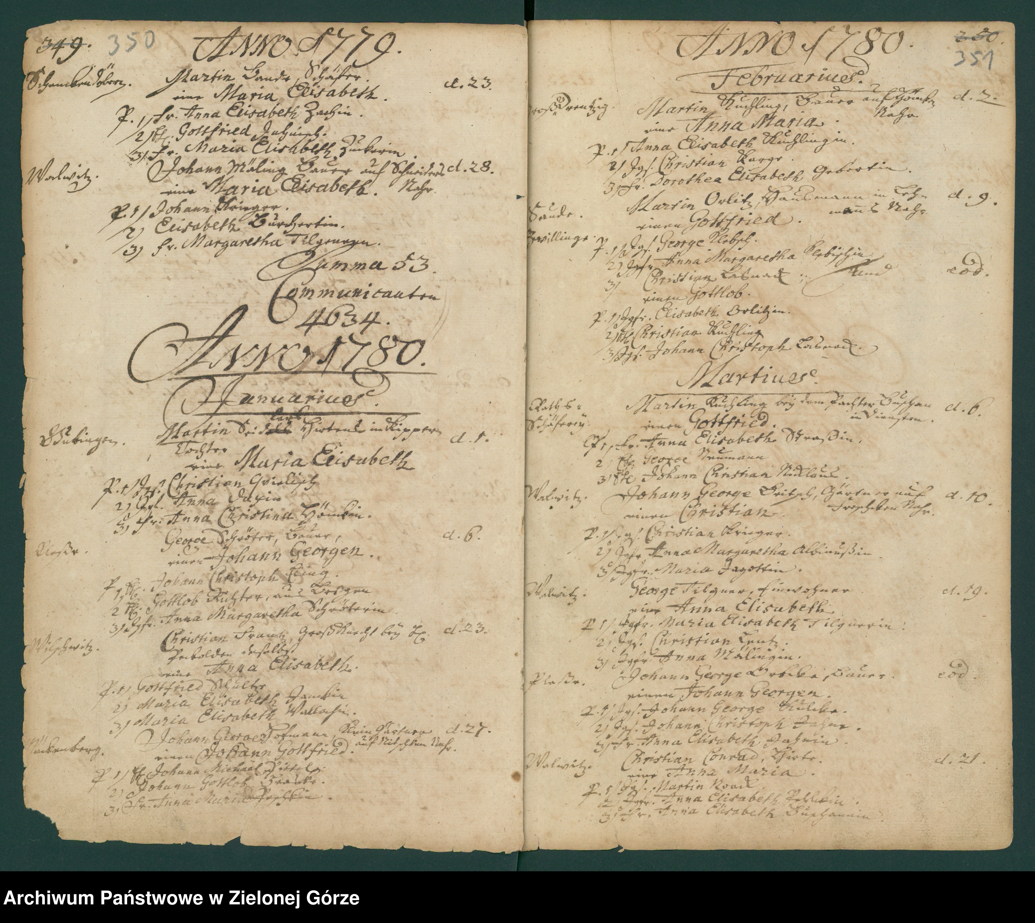 Skan z jednostki: Kirchebuch Register der in der Gubener Klosterparochie von 1737-1785 Geborner und Getaufen