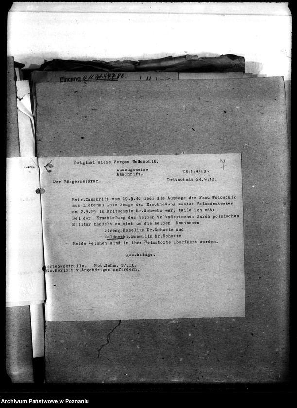 Obraz 11 z jednostki "Korespondencja w sprawie miejscowych Niemców, którzy zginęli w 1939 roku K - Z"