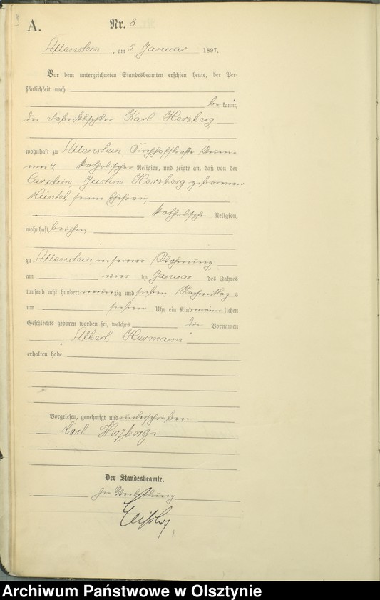 image.from.unit.number "Geburts-Haupt-Register Tom I,Nr 1 - 399"