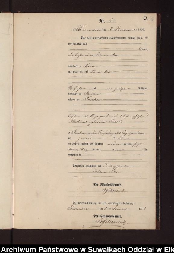 image.from.unit.number "Sterbe-Neben-Register des Preussischen Standes-Amtes Neuhoff Kreis Loetzen"