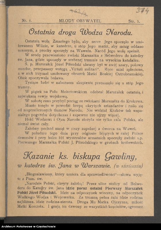 image.from.collection.number "85 rocznica śmierci Józefa Piłsudskiego"