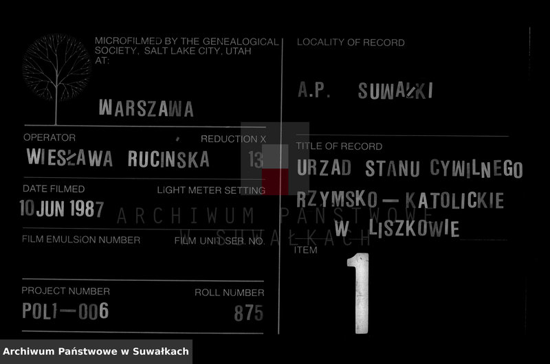 Obraz 2 z jednostki "Duplikat Liškovskago Rimsko- Katoličeskago Prichoda 1881 goda"