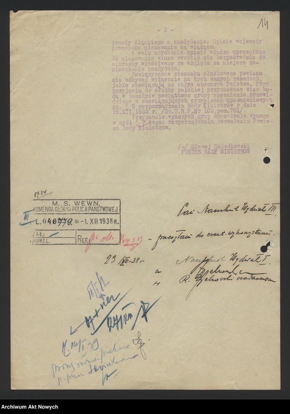 Obraz 17 z jednostki "Działalność Wydziału III Komendy Głównej Policji Państwowej. Zarządzenia, pisma okólne, korespondencja."