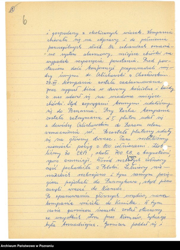 Obraz 19 z jednostki "Relacje i wspomnienia dotyczące powstania wielkopolskiego na terenie Kórnika - Bnina, powiat Śrem, województwo poznańskie."
