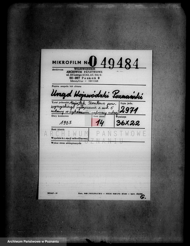 Obraz 2 z jednostki "Majątek Kosztowo powiatu wyrzyskiego wyłączenie z art. 5 ustawy o wykonaniu reformy rolnej"