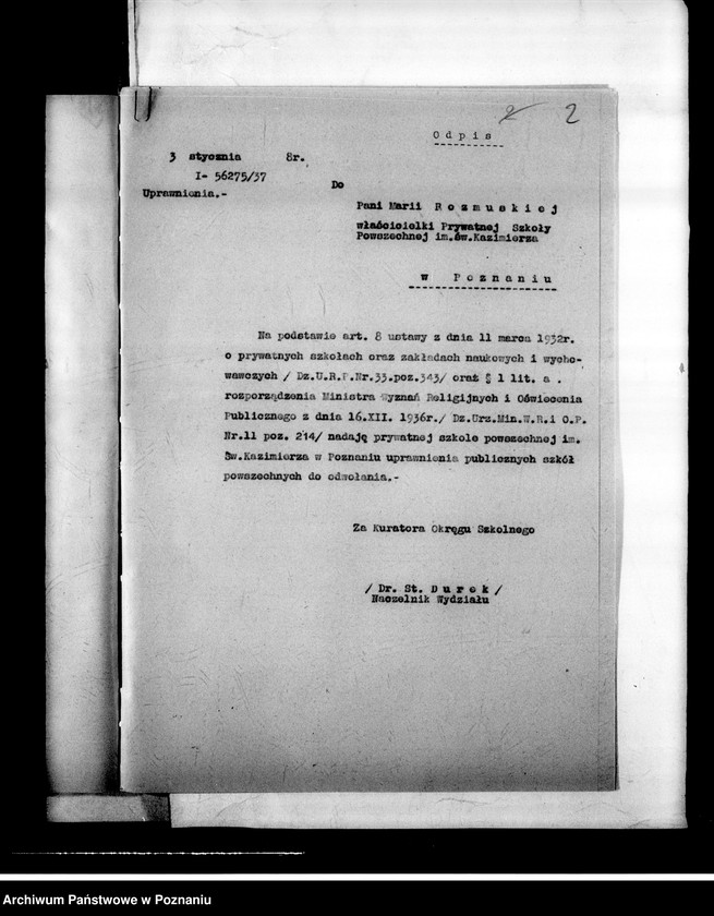 Obraz 5 z jednostki "Prywatna Szkoła Powszechna M. Rozmuskiej pod wezwaniem św. Kazimierza- Poznań"