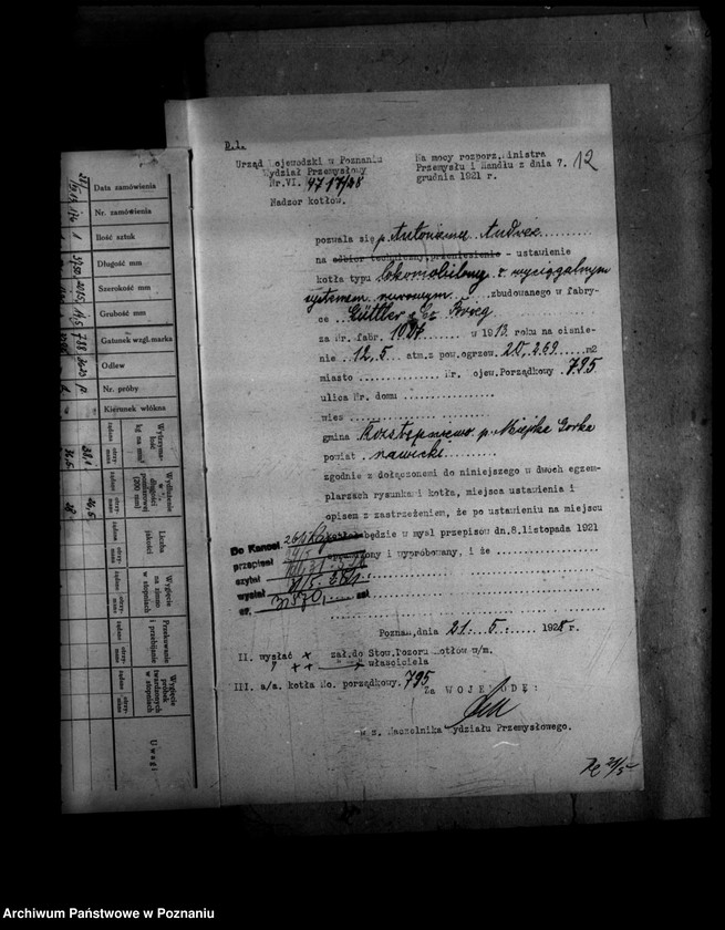 image.from.unit.number "Cegielnia parowa w Rostępniewie powiat rawicki A. Andrea nr woj. kotła 795"