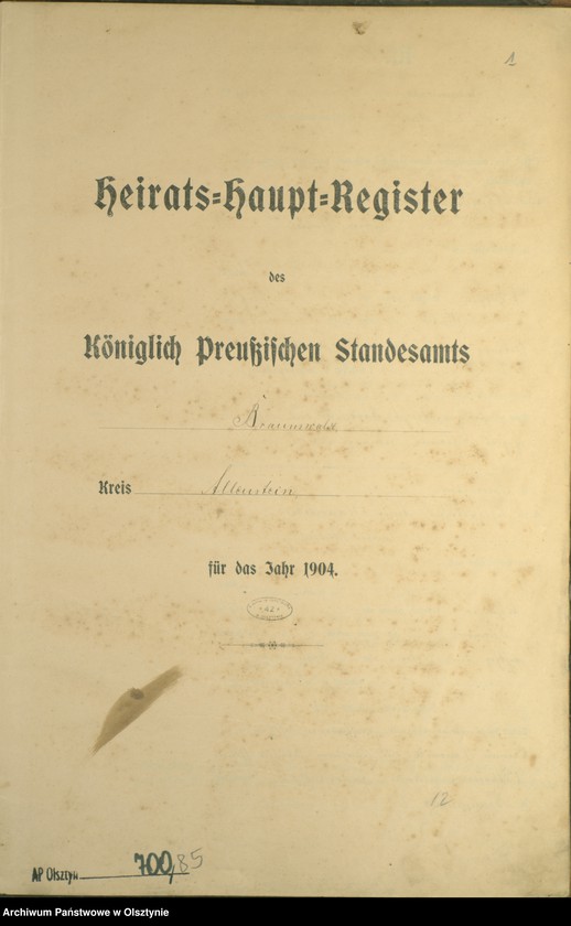 image.from.unit.number "Heiraths-Haupt-Register Nr 1 - 19"