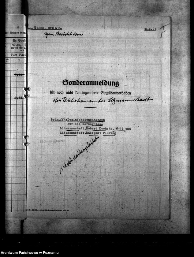 Obraz 10 z jednostki "Polizeigefängnisse - Litzmannstadt. Kutlausungsanlagen. Robert- Koch- Strasse, Radegast"