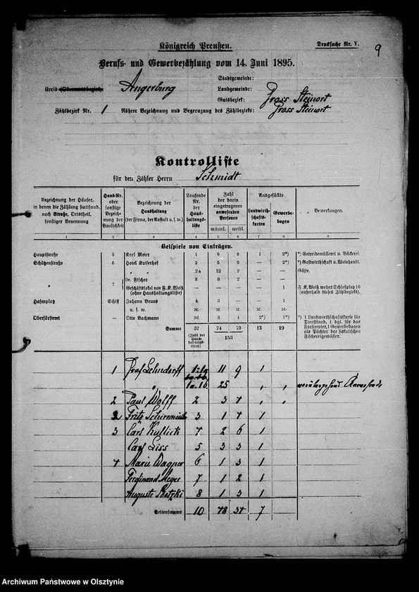 image.from.unit.number "/Akten betr. Berufs- u. Gewerbezählung in den zu Steinort gehörenden Gütern/"