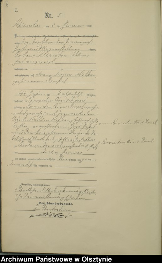 image.from.unit.number "Sterbe-Haupt-Register Tom I, Nr 1-397"