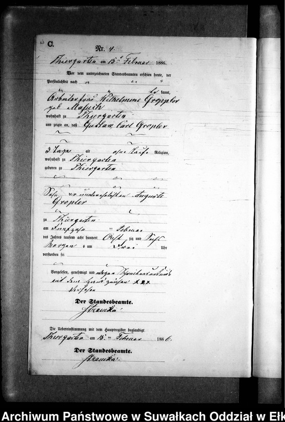 image.from.unit.number "Sterbe-Neben-Register des Preussischen Standes-Amtes Prinowen Kreis Angerburg"