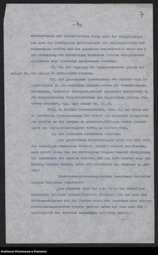 Obraz 9 z jednostki "[Odpisy raportu konsula polskiego w Pradze omawiającego rolnictwo i przemysł czechosłowacki oraz możliwości rozwoju handlu między Rzeszę Niemiecką i Austro-Węgrami a Rosją, w załączeniu schemat organizacyjny urzędów i instytucji centralnych, niemieckich i austrowęgierskich pośredniczących w handlu z Rosją] i inne materiały dotyczące handlu z Rosją"