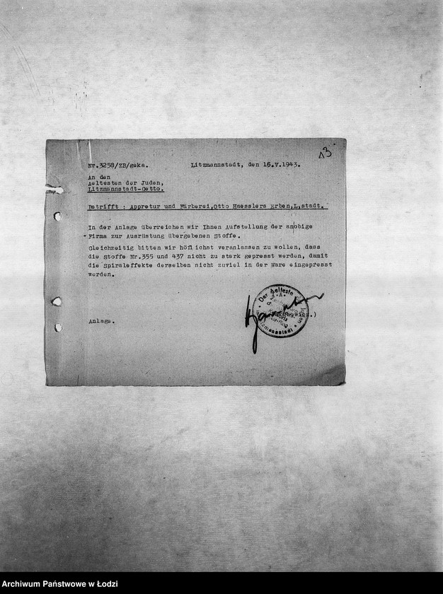 Obraz 16 z jednostki "Textil-Fabrikations-Abteilung [Produkcja i zapotrzebowanie materiałów dla resortu pracy]"