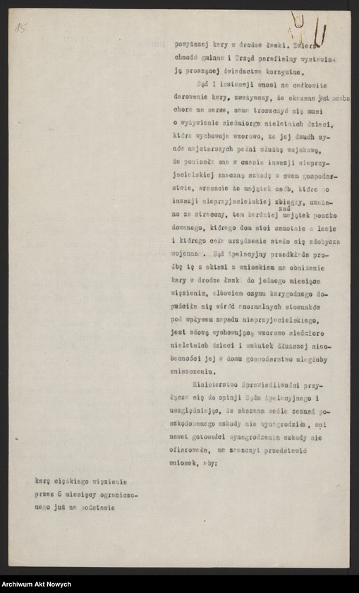 image.from.unit.number "Ułaskawienia z Małopolski - uwzględnione, dotyczące: zabójstw, uszkodzeń ciała, gwałtu publicznego, posiadania broni, obrazy, oszczerstw, oszustw, lichwy, kradzieży (w tym żywności z oblężonej przez Rosjan twierdzy Przemyśl w 1914 r. i płodów rolnych przez zubożałych Rusinów, powrocie w 1918 r. z przymusowej ewakuacji w głąb Rosji, dokonanej przez Rosjan w 1915 r.)"
