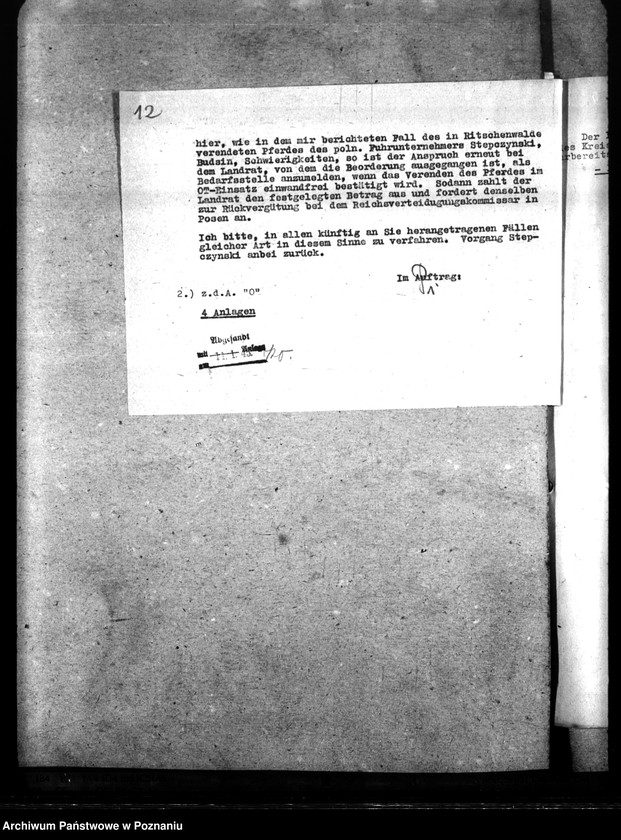 Obraz 16 z jednostki "Stellung von Alarm - Fahrzeugen für den Stellungsbau. Gespannstellung für Ostraumschutz. Beordnung von Gespannen."