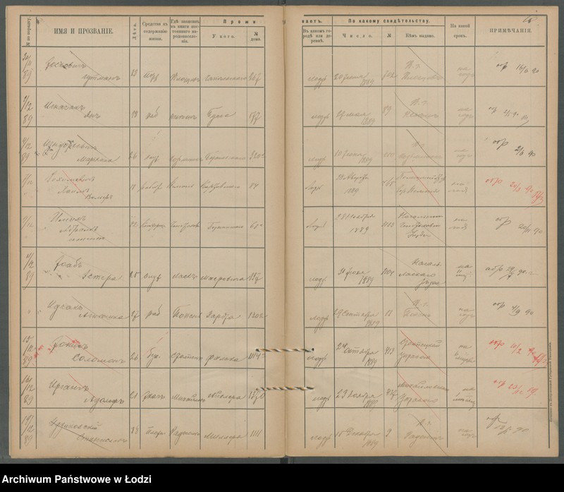 Obraz 12 z jednostki "[Księga ludności niestałej m. Łodzi lit. I]"