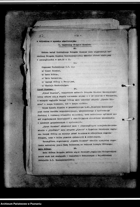 Obraz 16 z jednostki "Projekt statutu. Biuletyn Wielkopolskiego Związku Ziemian nr 5. Spisy członków Wielkopolskiego Związku Ziemian z dołączeniem podziału na koła, składu Zarządu i Statutu Związku z 1933 i 1938 roku"
