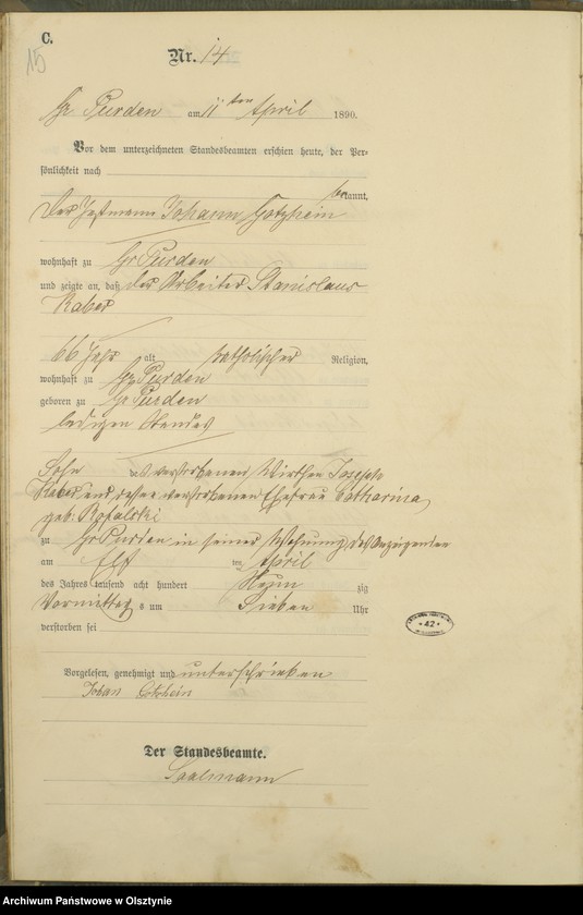 image.from.unit.number "Sterbe-Haupt-Register Nr 1 - 50"