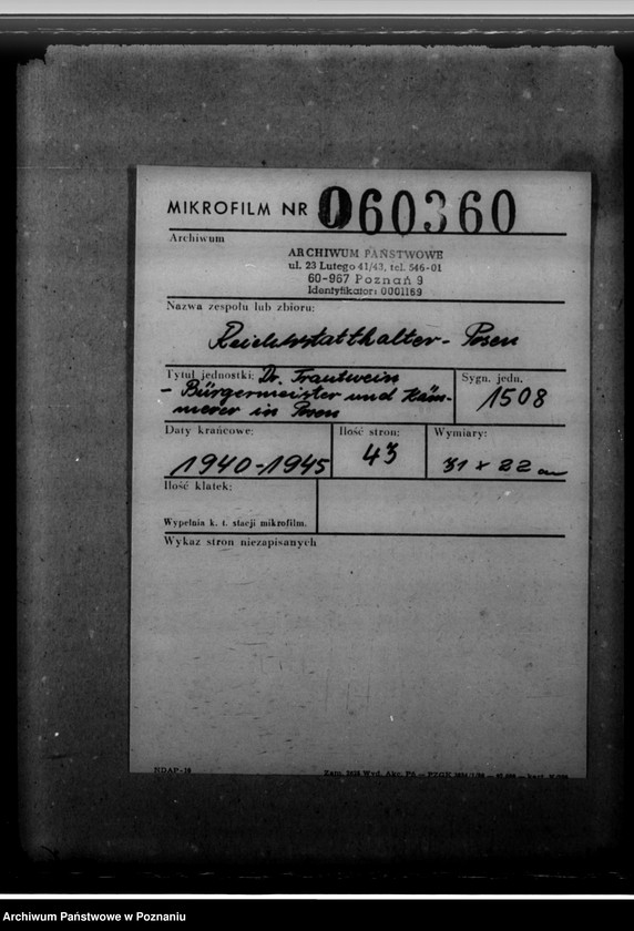 Obraz 2 z jednostki "Dr. Trautwein - Bügermeister und Kämmerer in Posen"