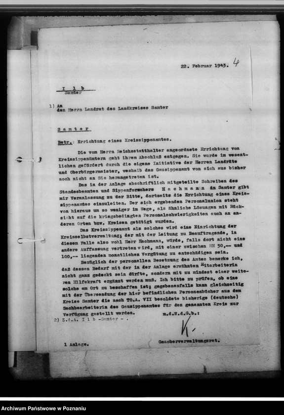 Obraz 8 z jednostki "[Korespondencja w sprawach organizacyjnych], Kreissippenamt Samter [Szamotuły]"