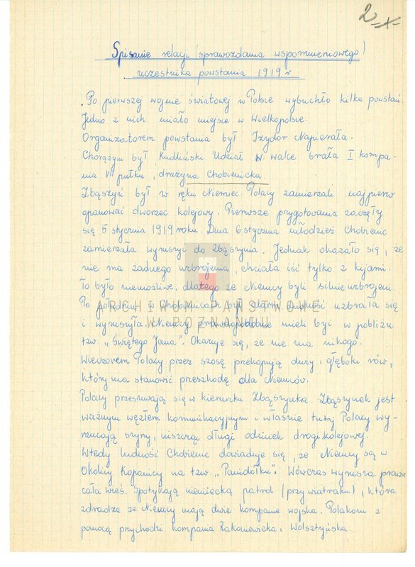 Obraz 8 z jednostki "Relacje i wspomnienia dotyczące powstania wielkopolskiego: 1. Chobienice, powiat Wolsztyn, województwo poznańskie."