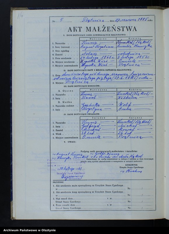 image.from.unit.number "Ksiega małżeństw Nr 1 - 11,1 - 14,1 - 14,1 - 6,1 - 14 i 1 - 6 /przepisana w języju polskim z oryginału niemieckiego w dniach 11.02.-16.02.1961/"