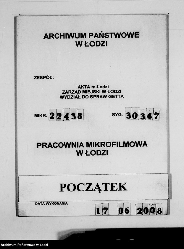 Obraz 1 z jednostki "Ausgelieferte und bezahlte Kommisionen Konto 1-6. [Wnioski na meble biurowe w zakładzie Getta w Łodzi]"