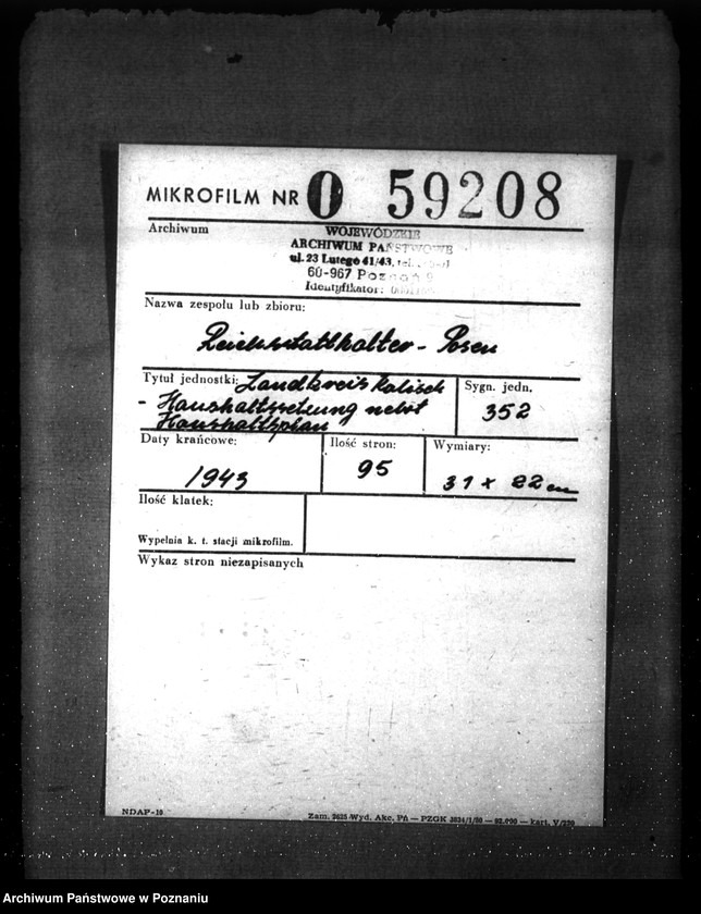 Obraz 2 z jednostki "Landkreis Kalisch- Haushaltssetzung nebst Haushaltsplan"