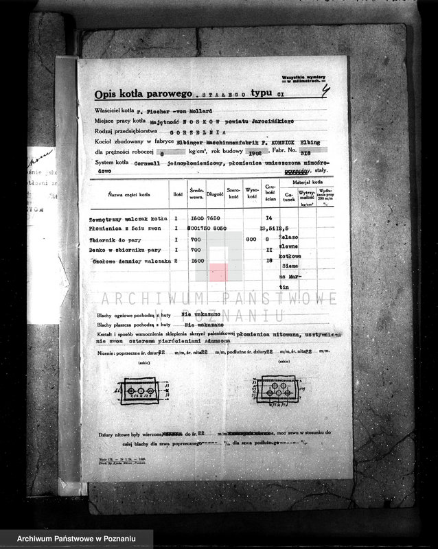 Obraz 10 z jednostki "Gorzelnia w Noskowie pow. jarociński /Fischer von Mollard/ nr woj. kotła 4785"