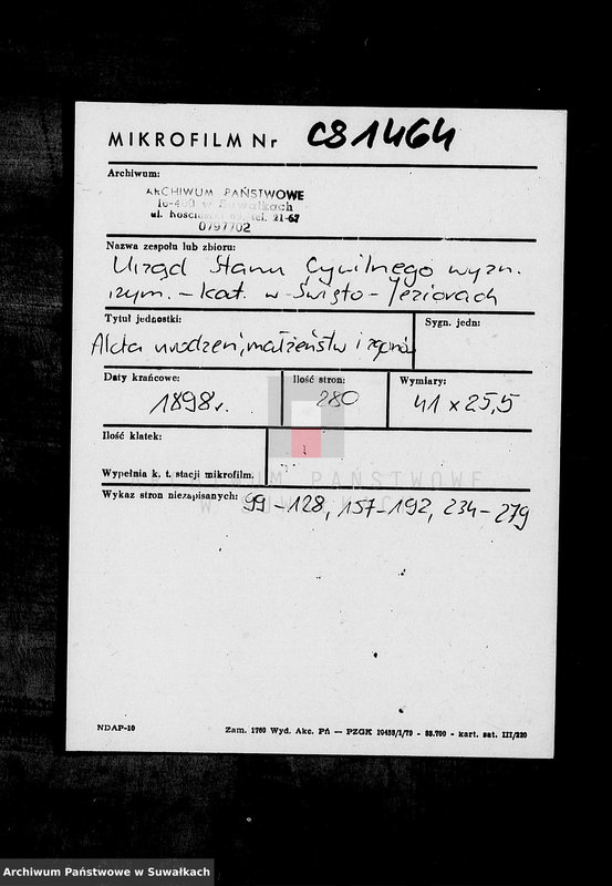 image.from.unit.number "Kniga duplikat Sveto Jezerskago rimsko-katoličeskago prichoda iz 1898 goda"
