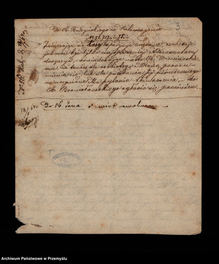 Obraz 5 z kolekcji "O powstaniu styczniowym w wybranych aktach z zasobu Archiwum Państwowego w Przemyślu111"