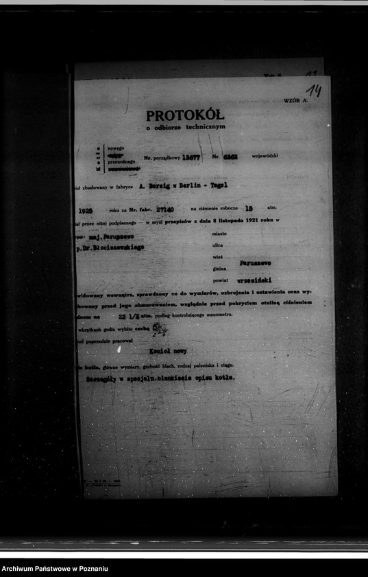 Obraz 18 z jednostki "Majątek Paruszewo powiat wrzesiński własność Dr Błociszewskiego nr woj. kotła 6362"