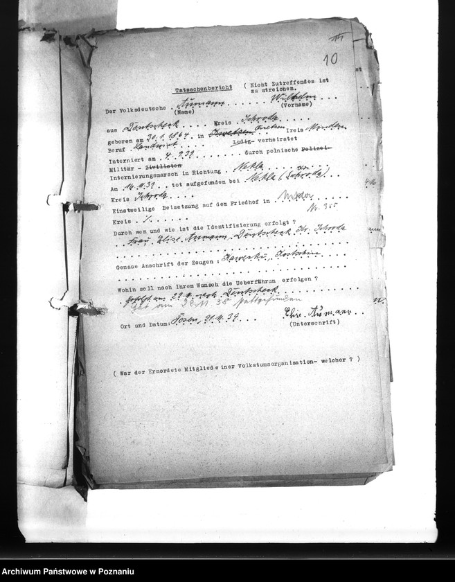 Obraz 14 z jednostki "Wykazy miejscowych Niemców, którzy zginęli w 1939 roku A - P"