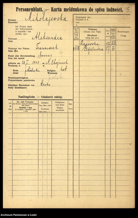 Obraz 8 z jednostki "[Spis ludności Łodzi] Mikołajew - Milchteich"