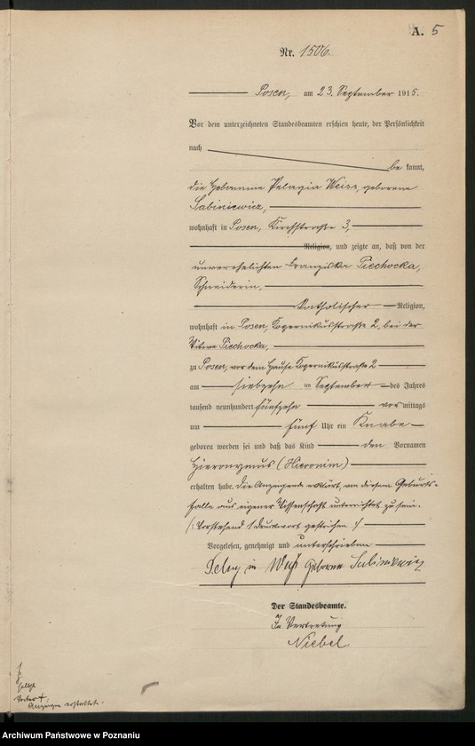 Obraz 7 z jednostki "Księga miejscowa urodzeń tom IV[Rejestr główny urodzeń]"