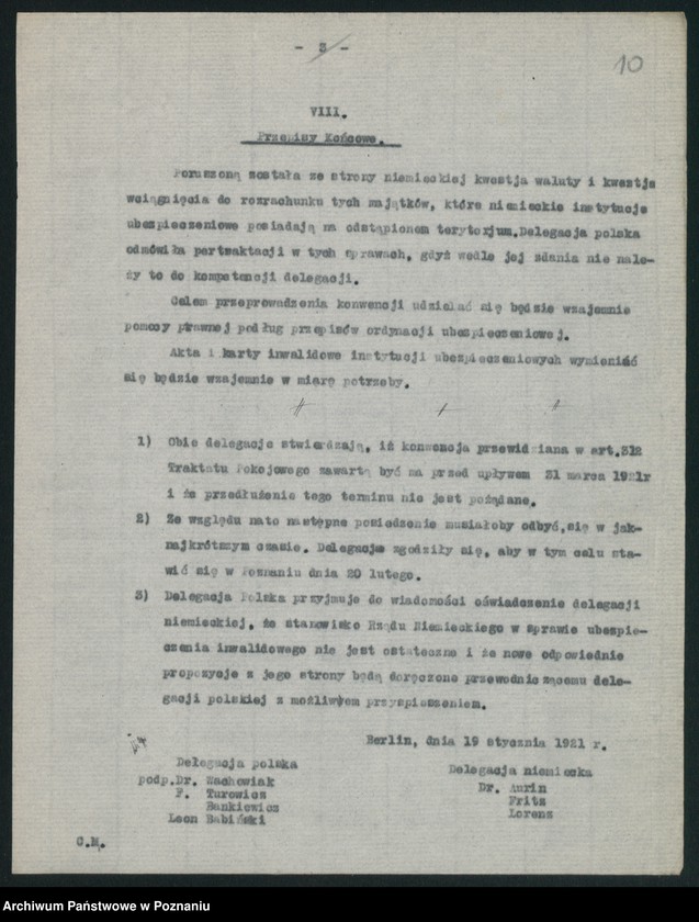 Obraz 12 z jednostki "[Wynik obrad polsko-niemieckich wynikających z 312 artykułu Traktatu Wersalskiego w sprawie ubezpieczeń społecznych]"