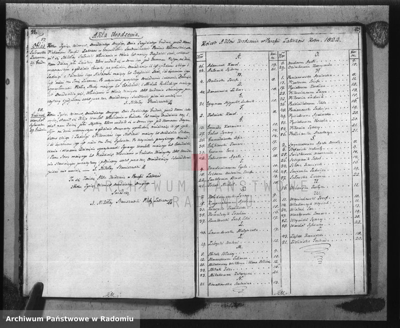 image.from.unit.number "Akta Cywilne Małżeństw, Urodzeń i Zejścia w Parafii Zakrzów R-u 1822"