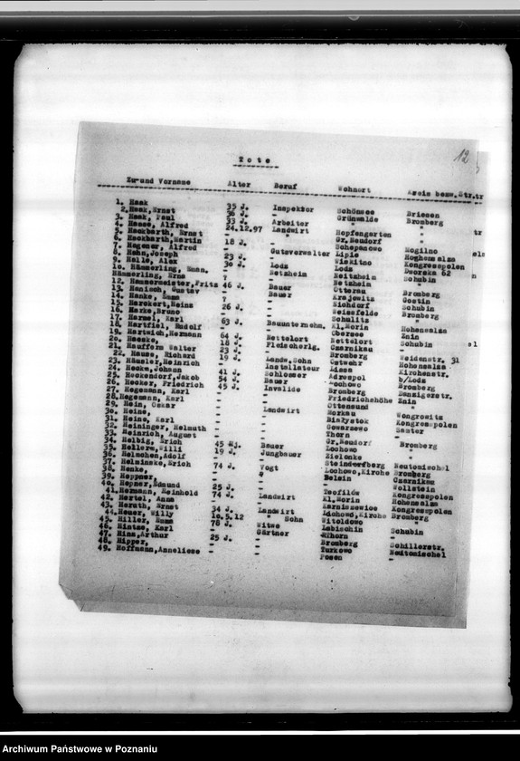 Obraz 16 z jednostki "Spisy zmarłych i zaginionych w 1939 roku miejscowych Niemców"