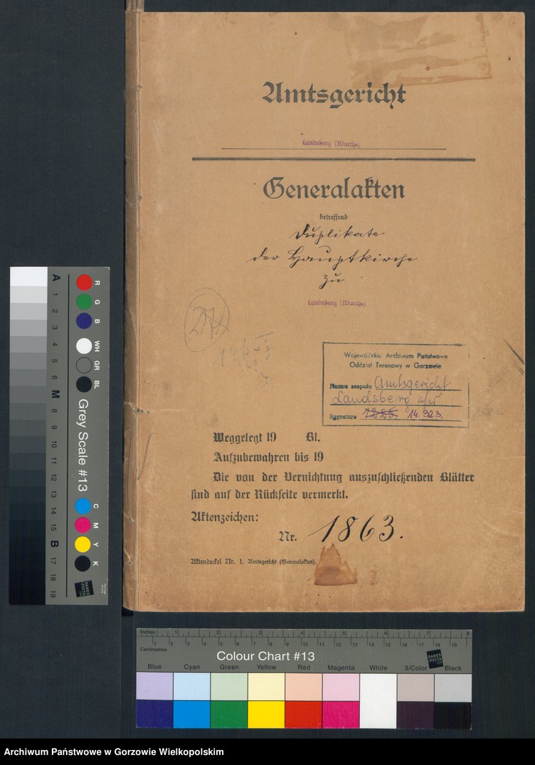image.from.unit.number "Duplikate der Hauptkirche Landsberg an der Warthe (zawiera także księgi zgonów Konkordien Kirche mit der reformirten und Militair Gemeinde z 1863 r.)"