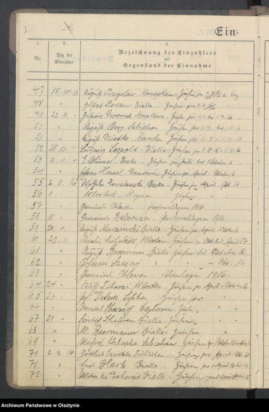 image.from.unit.number "Tagebuch der Kirchen Kasse zu Bialla"