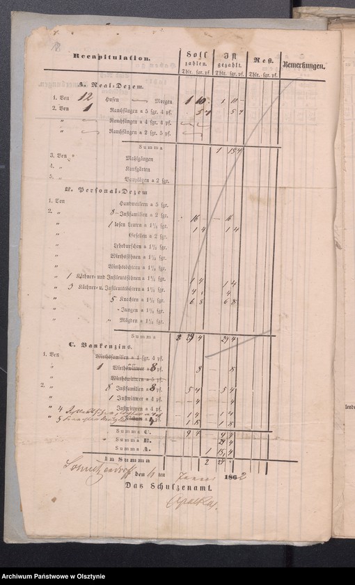 image.from.unit.number "Einnahme und Ausgabe Beläge zur Kirchen Kassen Rechnung von Passenheim pro 1862"