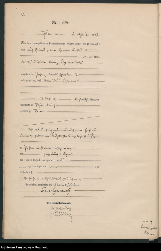 Obraz 20 z jednostki "Księga miejscowa zgonów tom II [Rejestr główny zgonów]"