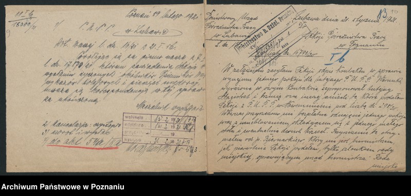 Obraz 9 z jednostki "Ministerstwo B.Dz.Pruskiej Dep.13.Pracy i Opieki Społecznej Wydział Pośredn.Pracy PUPP Lubawa"