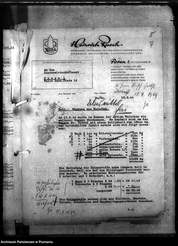 Obraz 15 z jednostki "Spisy i wykazy towarów złupionych w czasie powstania warszawskiego"