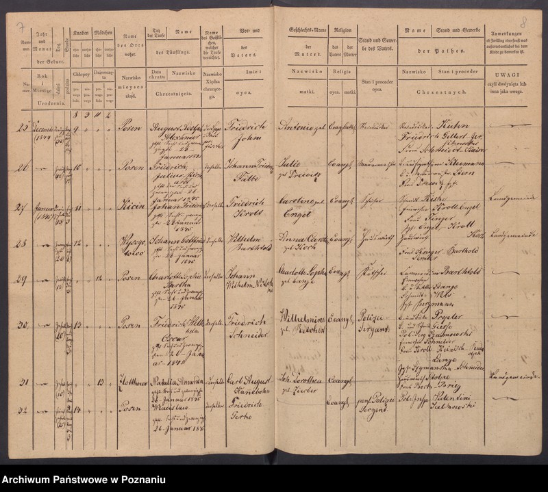 Obraz 7 z jednostki "[Akta urodzeń i chrztów, zgonów i pogrzebów, zapowiedzi i ślubów]"